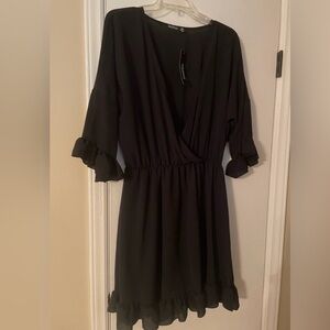 Boohoo Black 3/4 Sleeve Dress